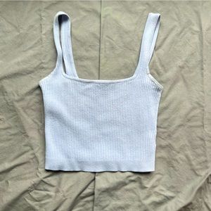 Light Blue Square Neck Sweater Tank Top